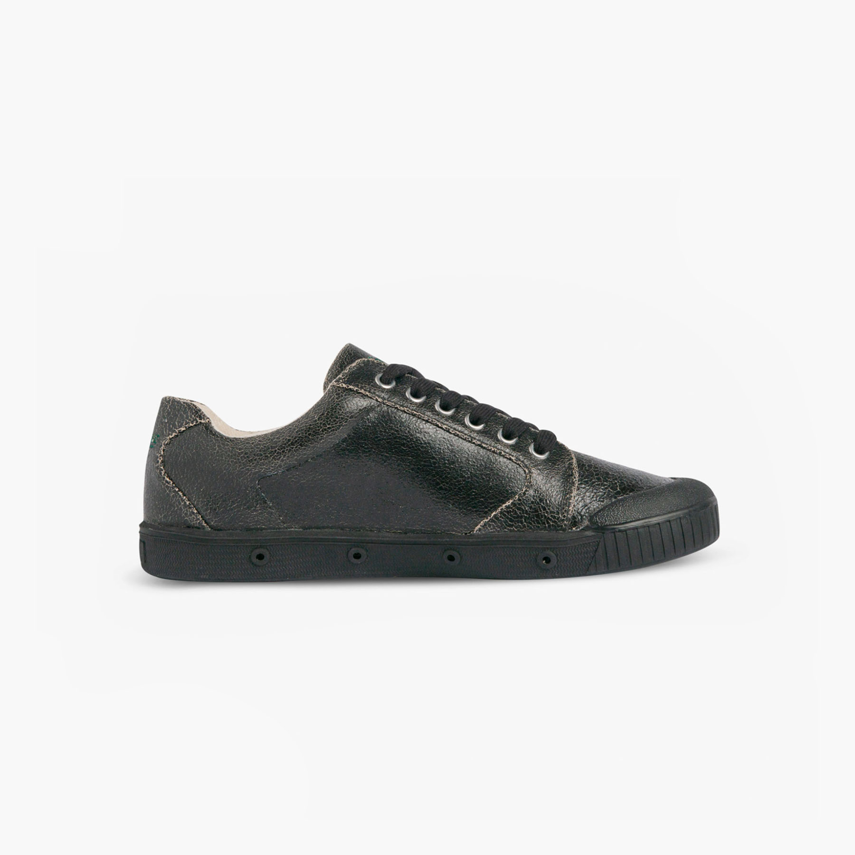 low top black leather sneakers