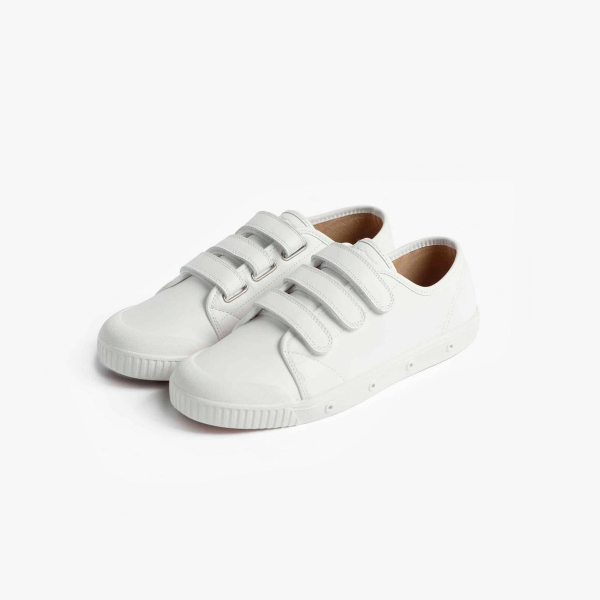 white leather sneakers