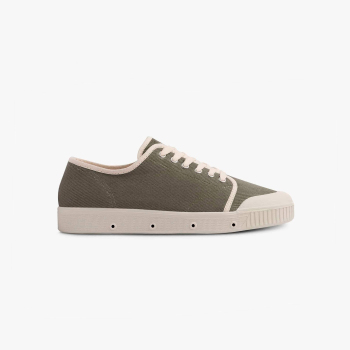 low top green heavy twill sneakers