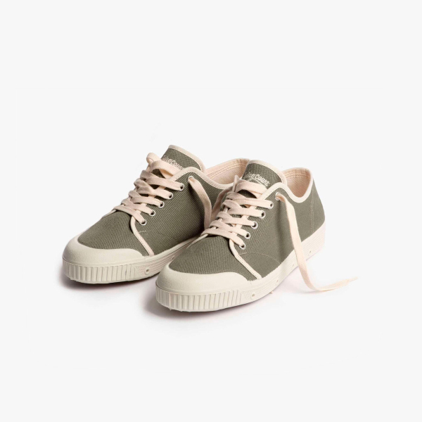 low top green heavy twill sneakers