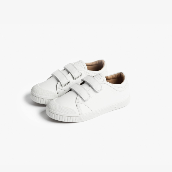 tennis en cuir blanc enfant