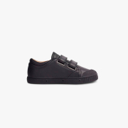 Black sheepskin leather trainers