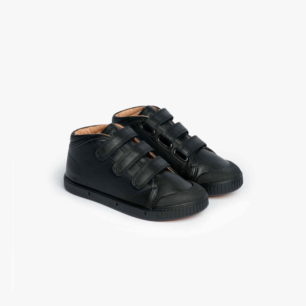 basket montante enfant en cuir noir