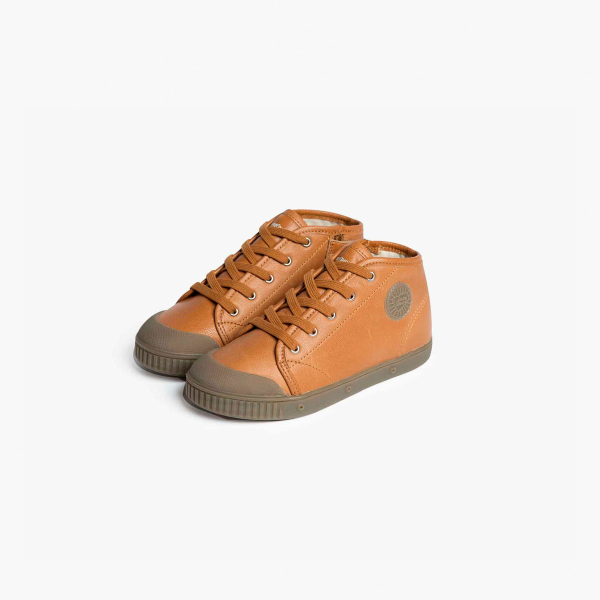 basket enfant en cuir nougat