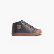 Basket montante enfant en cuir bleu